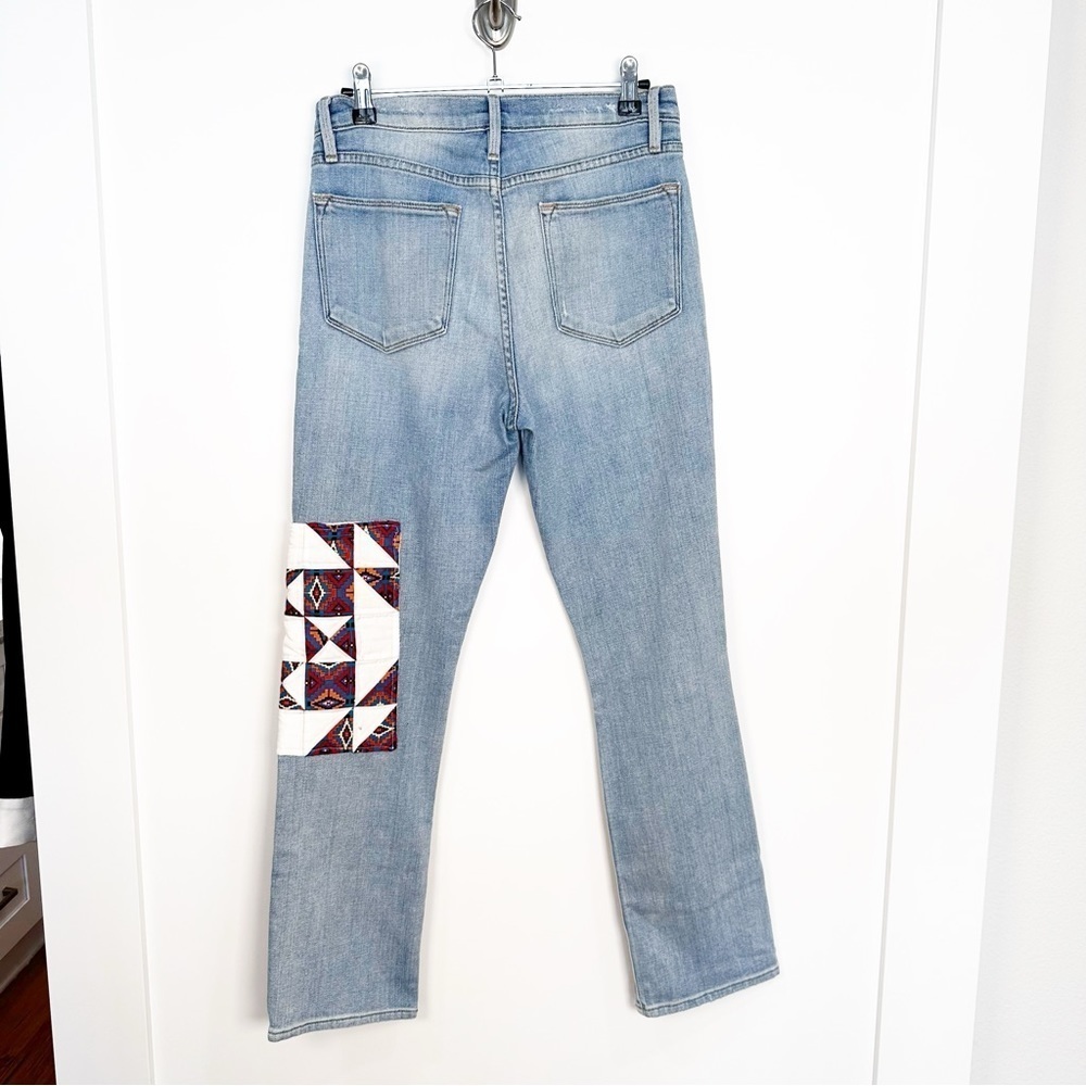 FRAME Le High Straight Patchwork Jeans Distressed Light Wash Size 27 - Picture 8 of 10